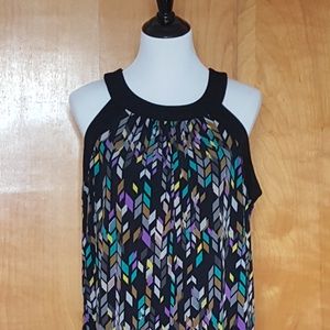 Black and Multi Color Sleeveless Dress